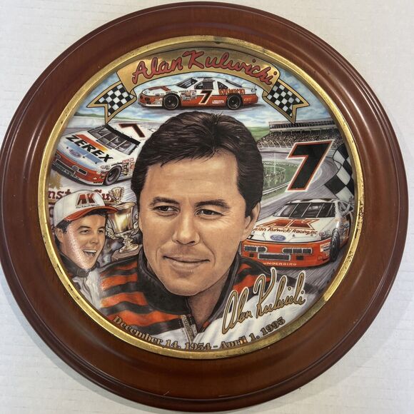 Alan Kulwicki #7 Collector Plate Series Ltd Edition with 11" Round Wood Frame - Picture 1 of 9